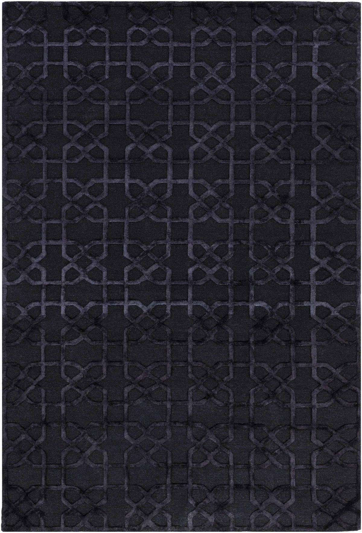 Black Hand Knotted 100% Wool Traditional Rectangle Handmade rug, Indoor use only, no fringe, non-washable.