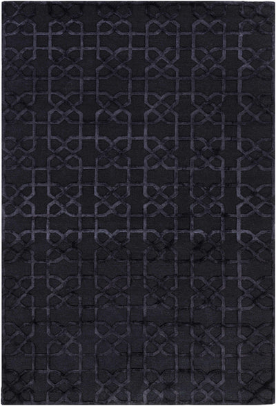 Black Hand Knotted 100% Wool Traditional Rectangle Handmade rug, Indoor use only, no fringe, non-washable.