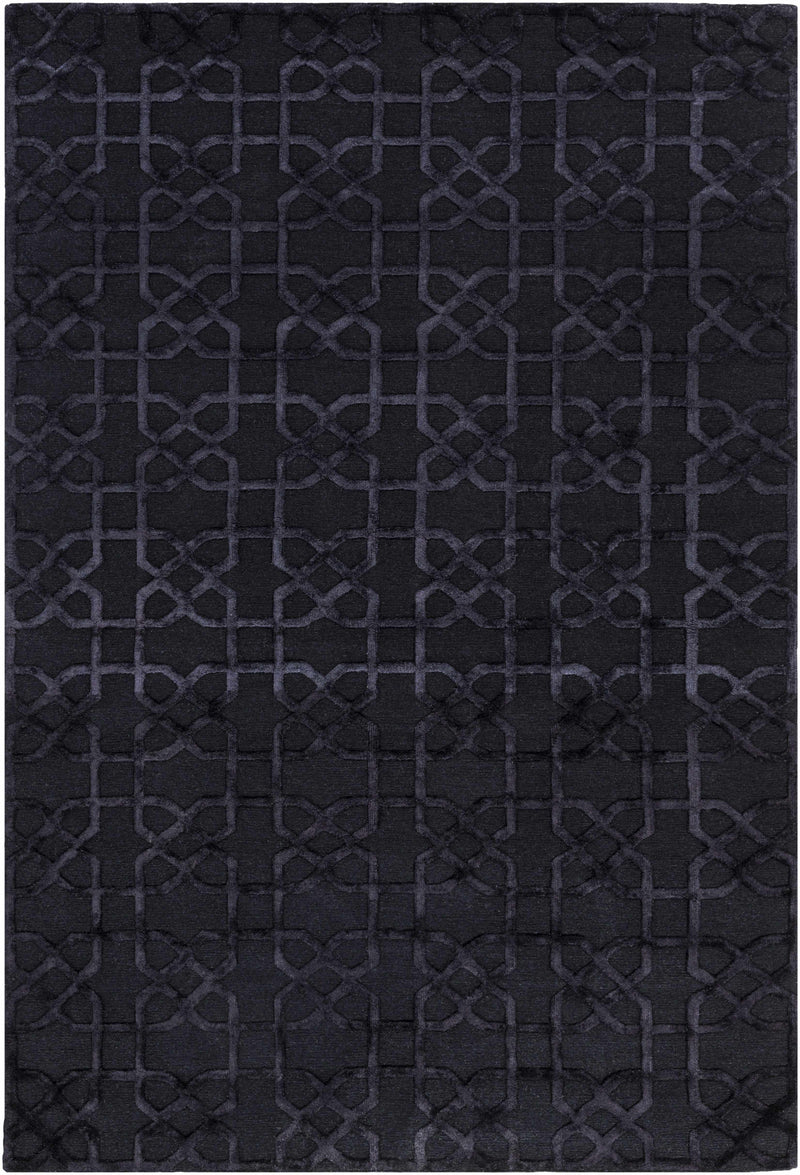 Black Hand Knotted 100% Wool Traditional Rectangle Handmade rug, Indoor use only, no fringe, non-washable.