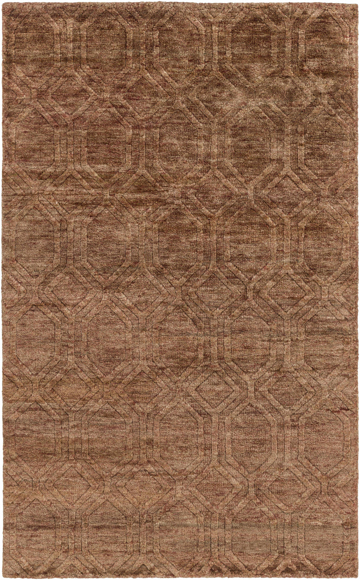 Rust Hand Knotted 100% Jute Traditional Rectangle Handmade rug, Indoor use only, no fringe, non-washable. runner also available