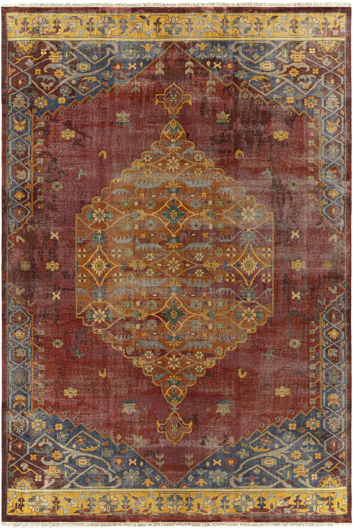 Mauve Hand Knotted 100% NZ Wool Traditional Rectangle Handmade rug, Indoor use only, has fringe, non-washable.