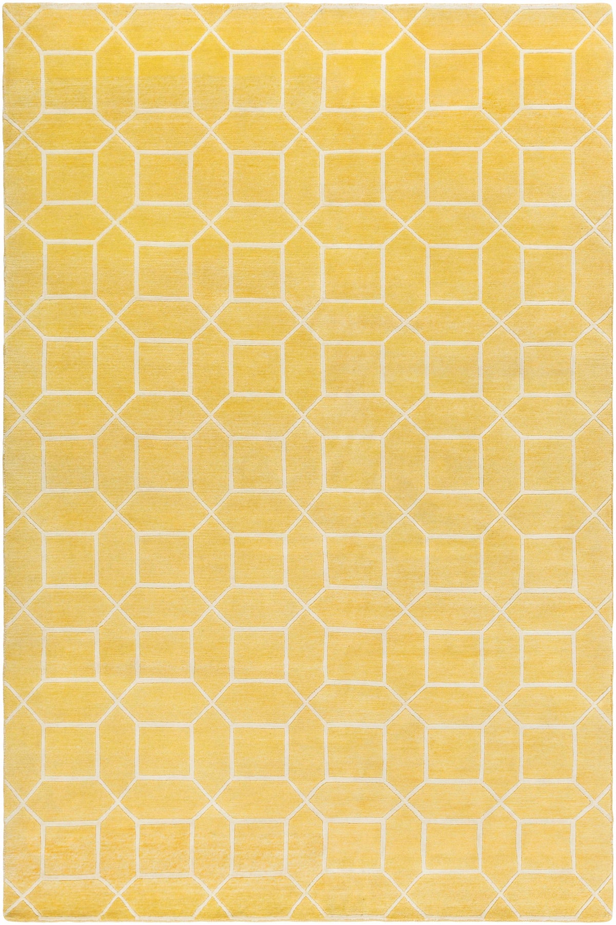 Mustard Hand Knotted 100% Wool Modern Rectangle Handmade rug, Indoor use only, no fringe, non-washable.
