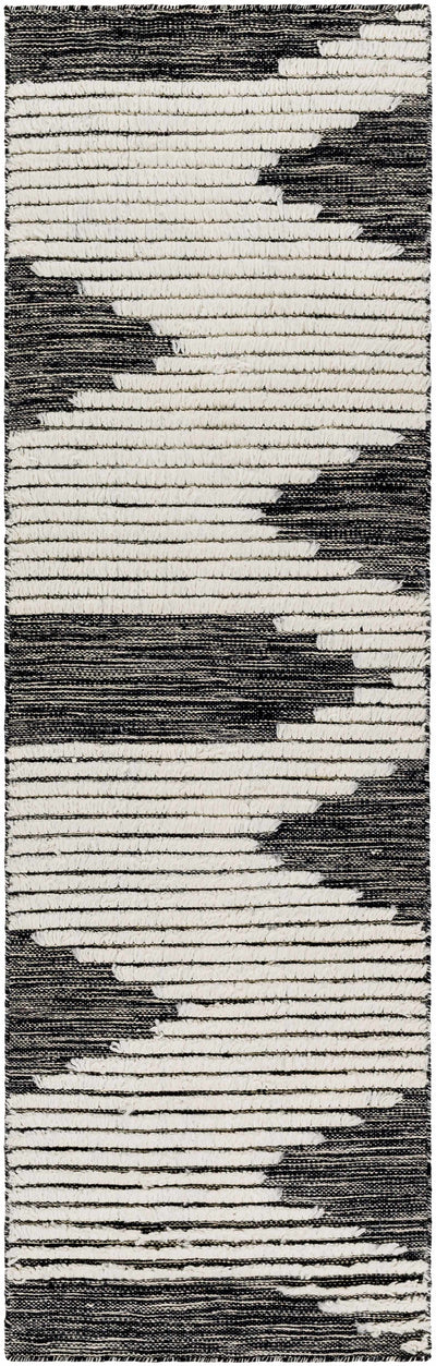 Black Hand Woven 100% Wool Global Rectangle Handmade rug, Indoor use only, no fringe, non-washable. runner also available