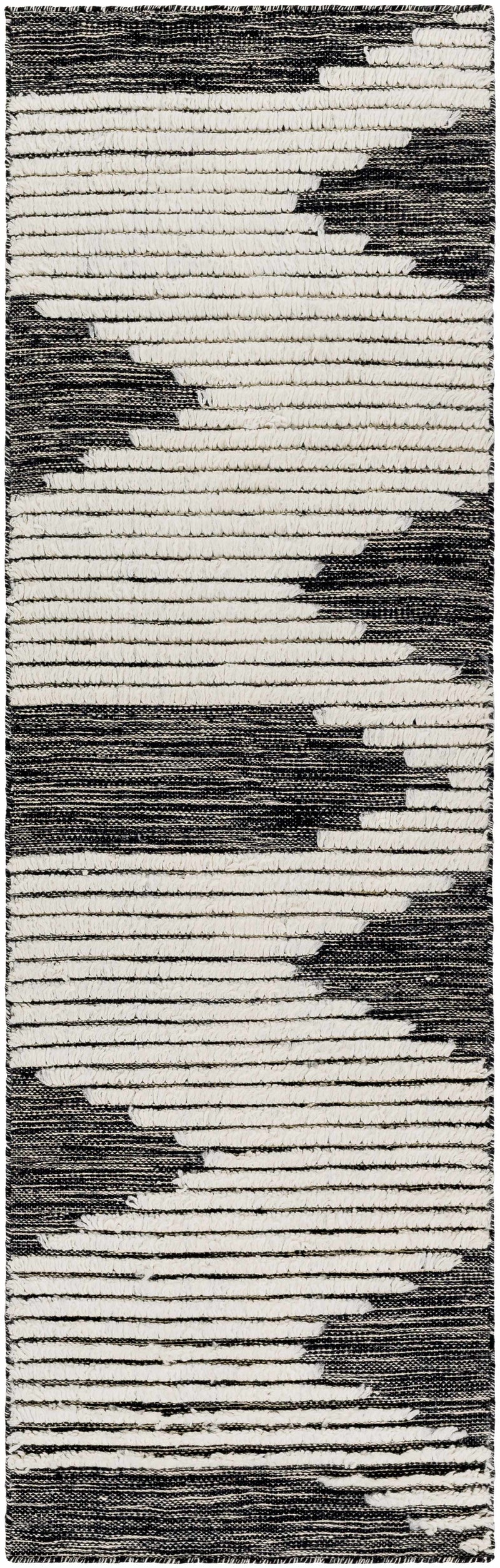 Black Hand Woven 100% Wool Global Rectangle Handmade rug, Indoor use only, no fringe, non-washable. runner also available