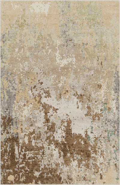 Tan Hand Knotted 60% Wool, 40% Viscose Modern Rectangle Handmade rug, Indoor use only, no fringe, non-washable. runner also available