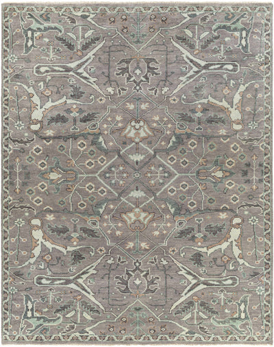 Light Gray Hand Knotted 100% Wool Traditional Rectangle Handmade rug, Indoor use only, has fringe, non-washable.