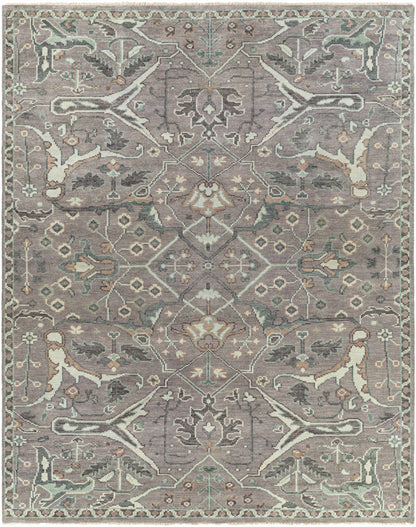 Light Gray Hand Knotted 100% Wool Traditional Rectangle Handmade rug, Indoor use only, has fringe, non-washable.