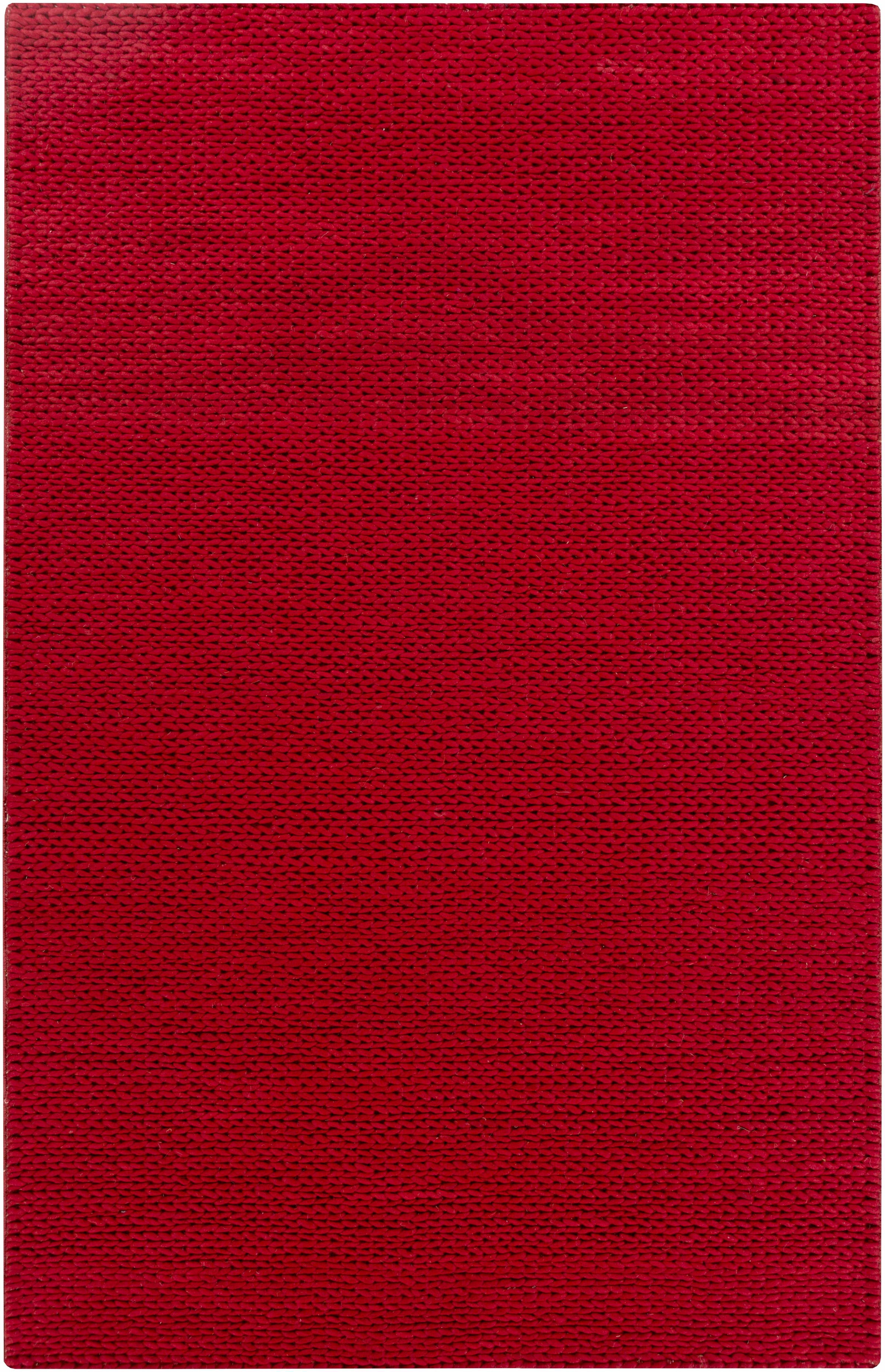 Red Hand Woven 100% Wool Cottage Rectangle Handmade rug, Indoor use only, no fringe, non-washable.