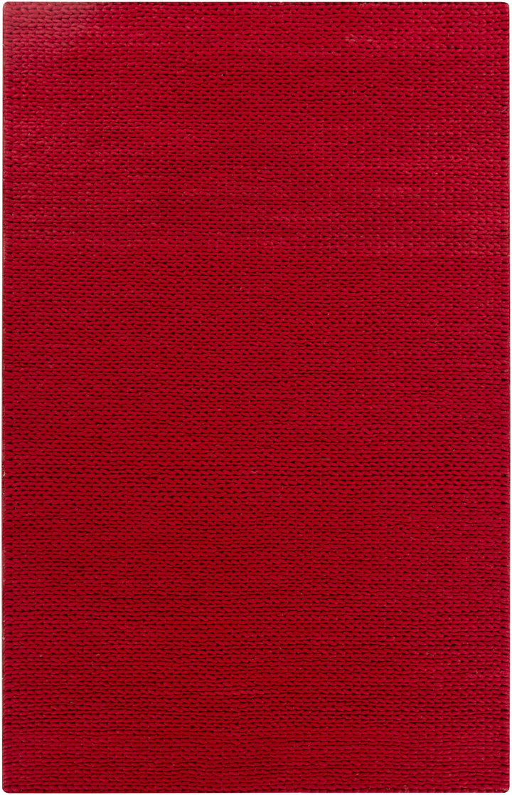 Red Hand Woven 100% Wool Cottage Rectangle Handmade rug, Indoor use only, no fringe, non-washable.