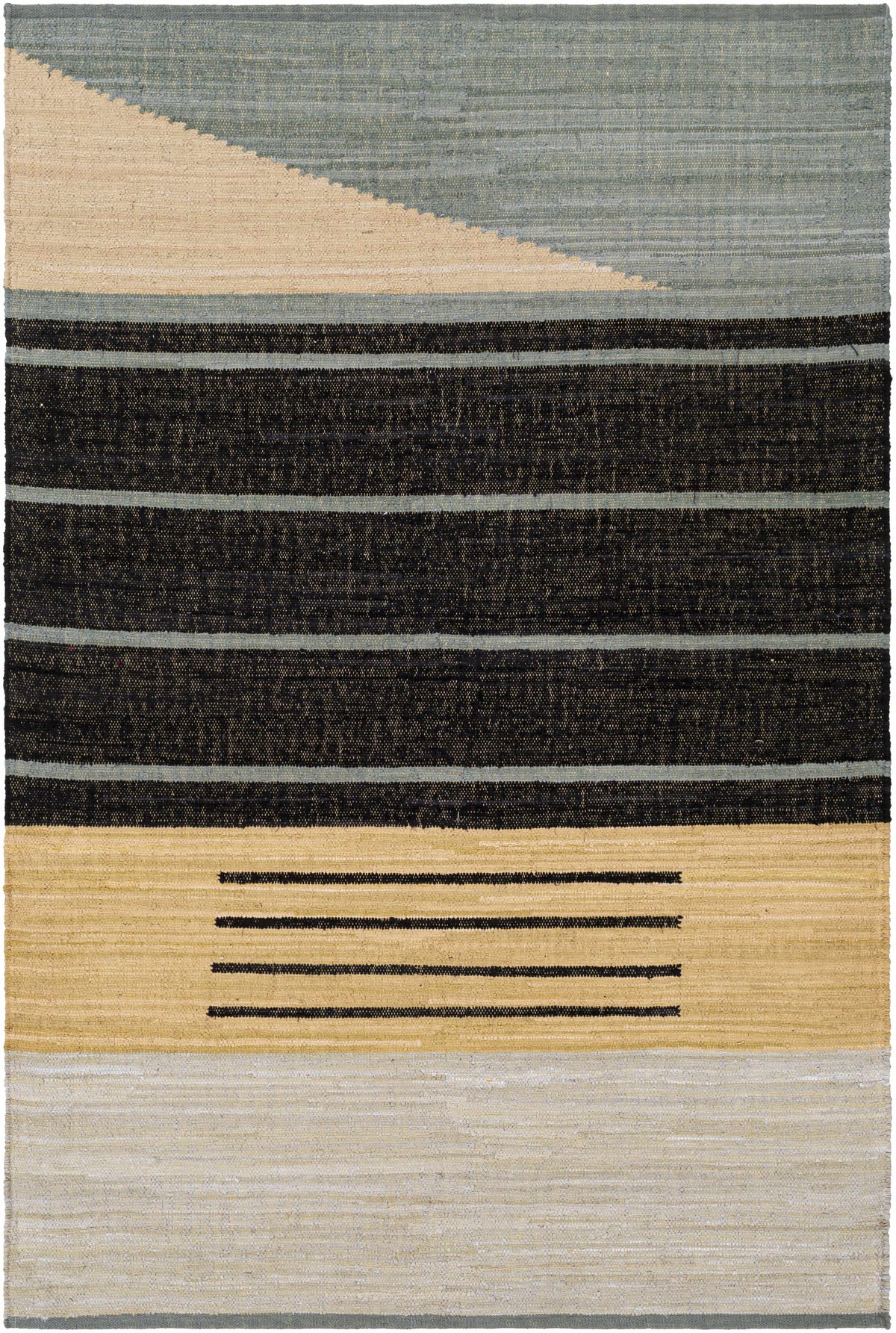 Black Hand Woven 100% Cotton Modern Rectangle Handmade rug, Indoor use only, no fringe, non-washable. runner also available