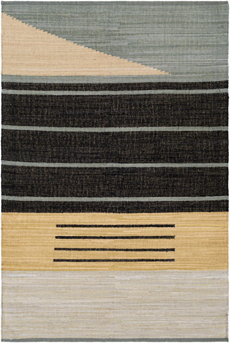 Black Hand Woven 100% Cotton Modern Rectangle Handmade rug, Indoor use only, no fringe, non-washable. runner also available