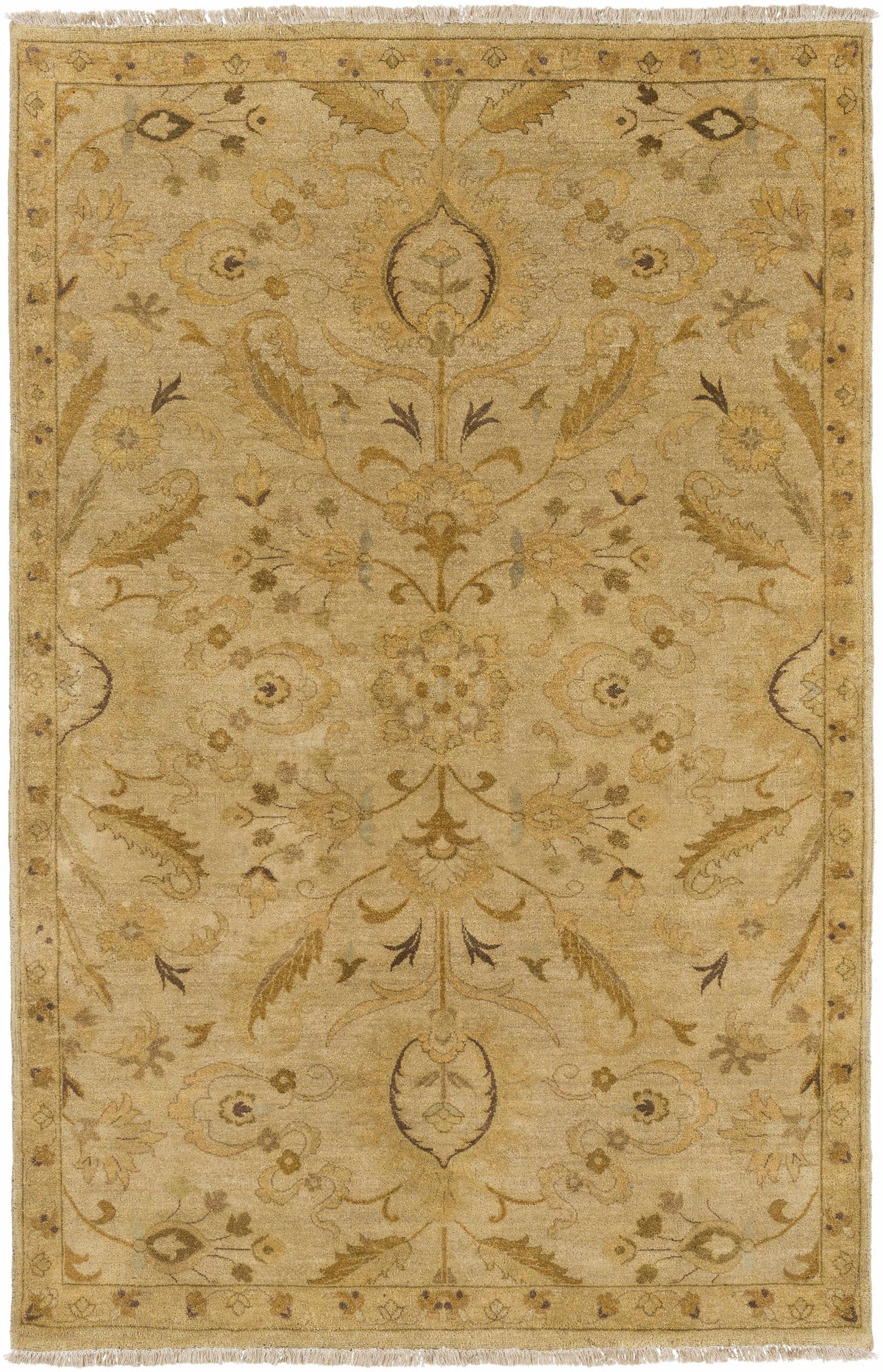 Light Olive Hand Knotted 100% NZ Wool Traditional Rectangle Handmade rug, Indoor use only, no fringe, non-washable.