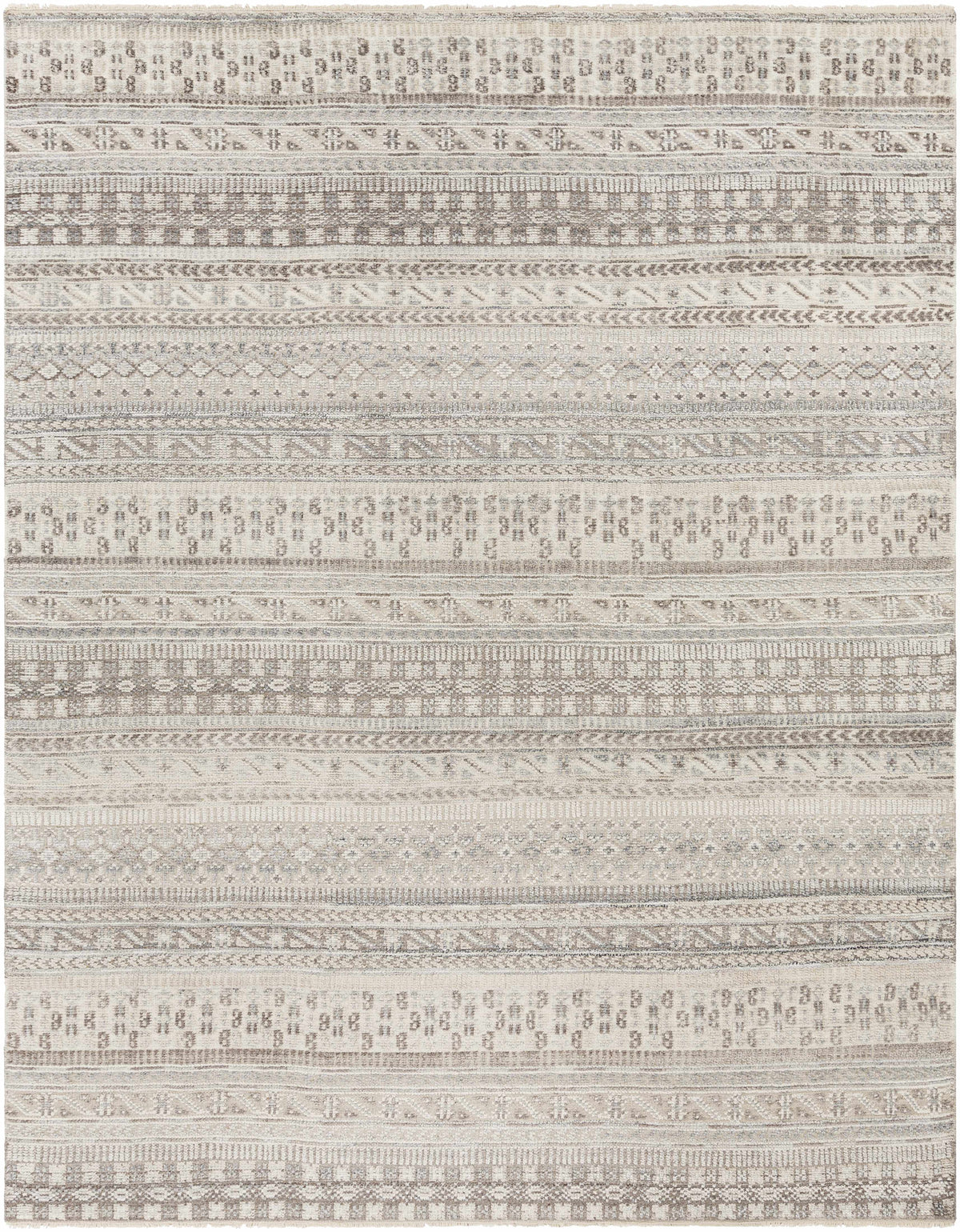 Medium Brown Hand Knotted 65% Wool, 35% Viscose Traditional Rectangle Handmade rug, Indoor use only, has fringe, non-washable.