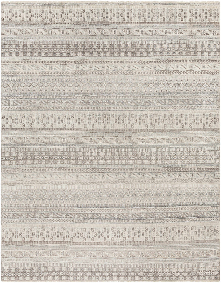 Medium Brown Hand Knotted 65% Wool, 35% Viscose Traditional Rectangle Handmade rug, Indoor use only, has fringe, non-washable.