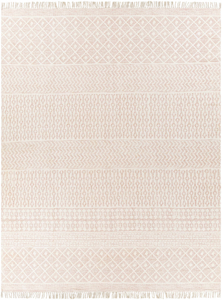 Rose Hand Woven 100% Cotton Global Rectangle Handmade rug, Indoor use only, has fringe, non-washable. runner also available
