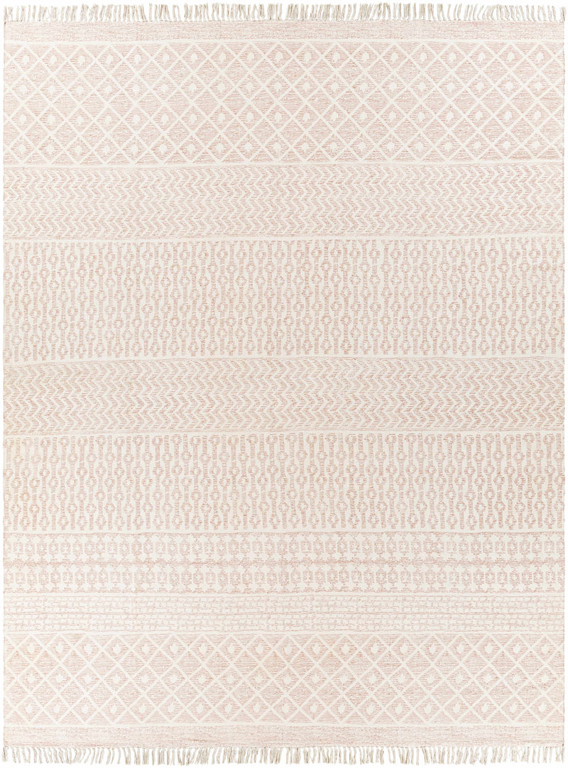 Rose Hand Woven 100% Cotton Global Rectangle Handmade rug, Indoor use only, has fringe, non-washable. runner also available