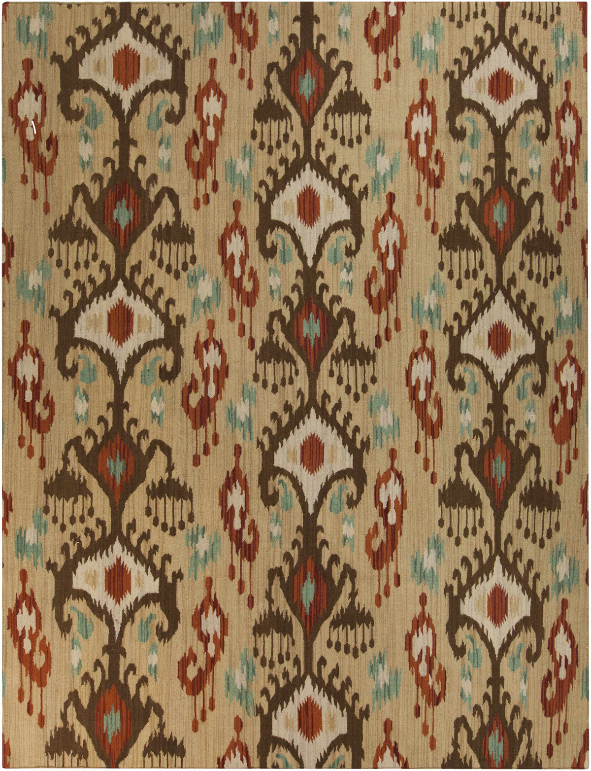 Tan Hand Woven 100% Wool Modern Rectangle Handmade rug, Indoor use only, no fringe, non-washable.