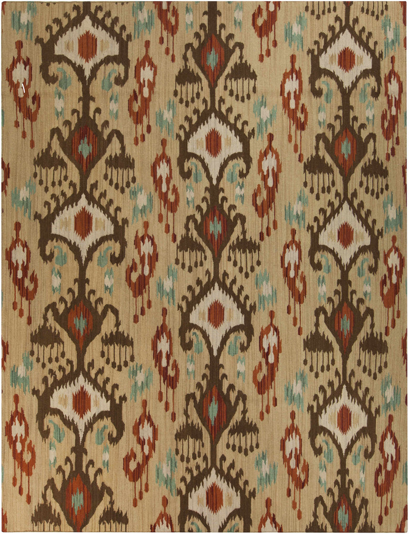 Tan Hand Woven 100% Wool Modern Rectangle Handmade rug, Indoor use only, no fringe, non-washable.