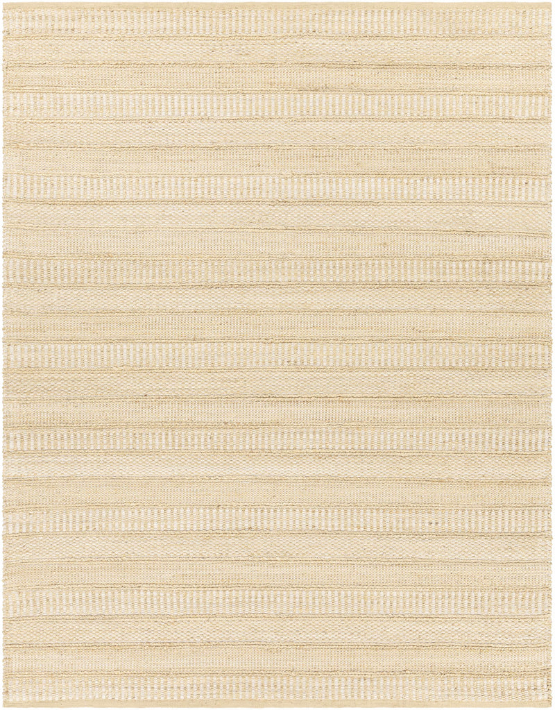 Off-White Hand Woven 70% Jute, 30% Rayon Cottage Rectangle Handmade rug, Indoor use only, no fringe, non-washable.