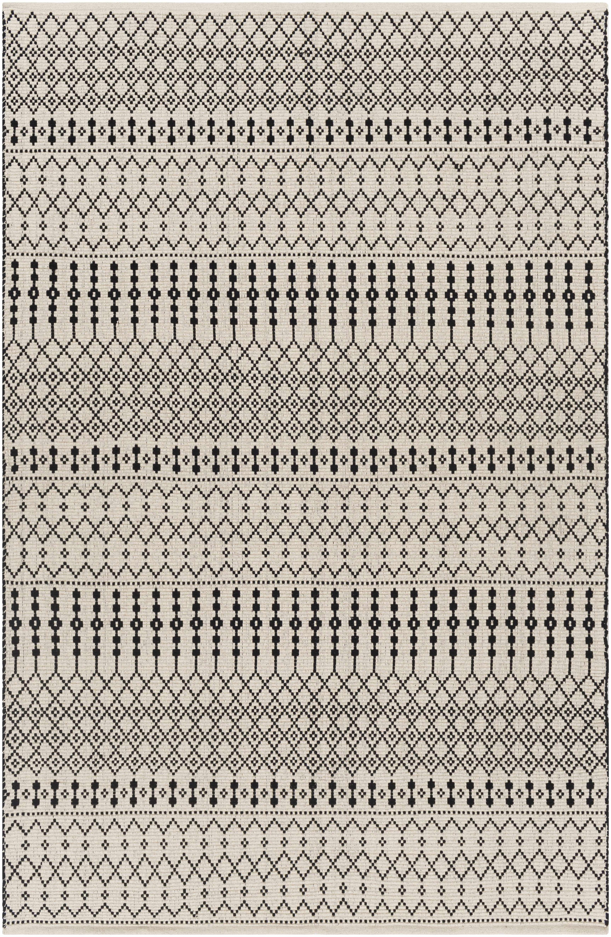Black Hand Woven 100% Cotton Rustic Rectangle Handmade rug, Indoor use only, no fringe, non-washable. runner also available