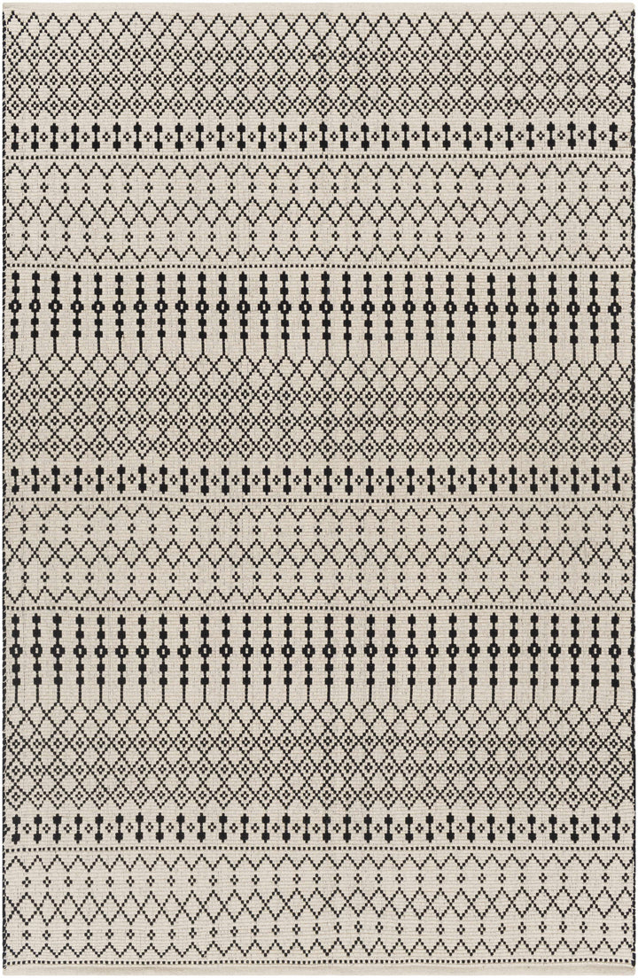 Black Hand Woven 100% Cotton Rustic Rectangle Handmade rug, Indoor use only, no fringe, non-washable. runner also available