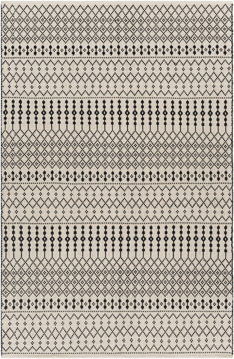Black Hand Woven 100% Cotton Rustic Rectangle Handmade rug, Indoor use only, no fringe, non-washable. runner also available