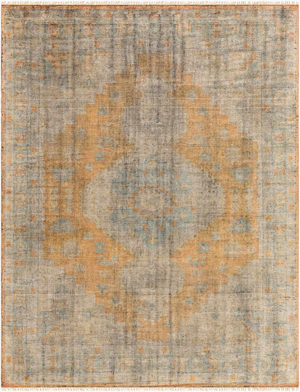 Dusty Coral Hand Knotted 75% Wool, 25% Viscose Traditional Rectangle Handmade rug, Indoor use only, has fringe, non-washable. runner also available