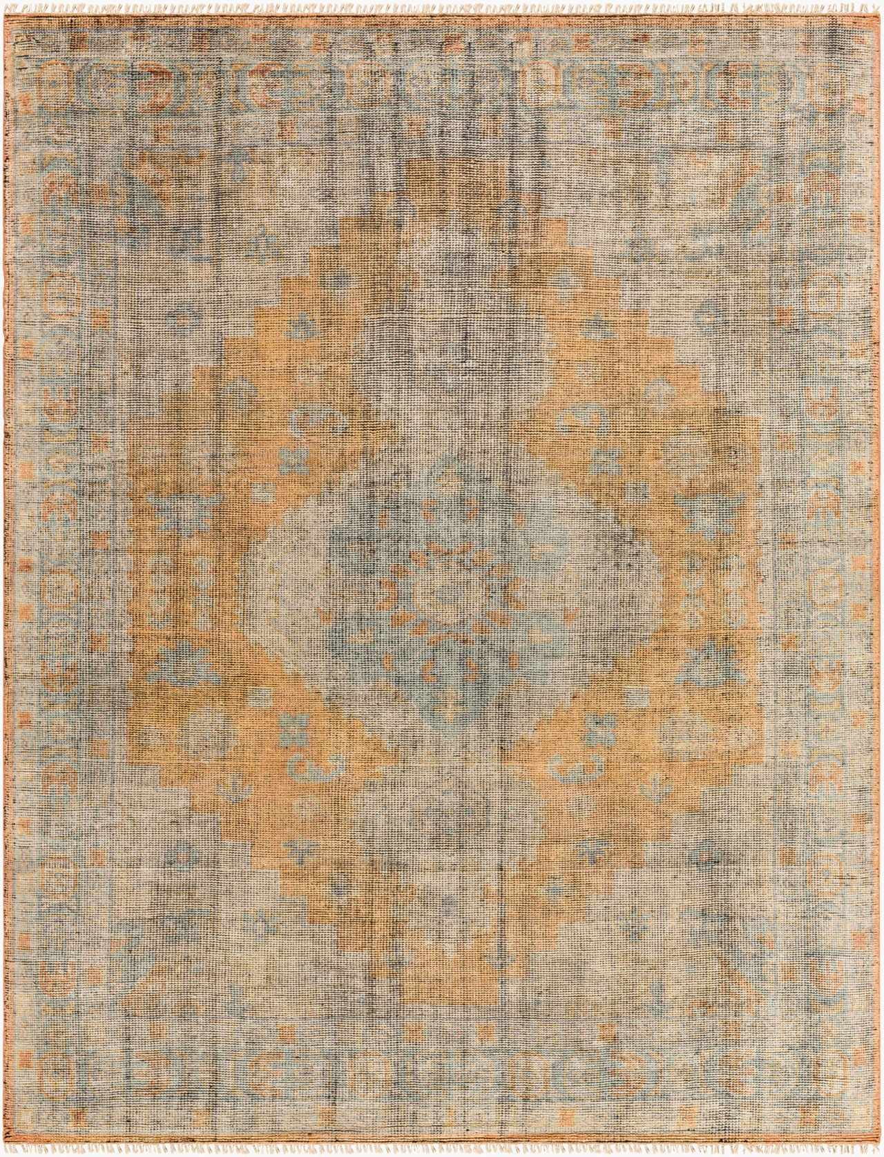 Dusty Coral Hand Knotted 75% Wool, 25% Viscose Traditional Rectangle Handmade rug, Indoor use only, has fringe, non-washable. runner also available