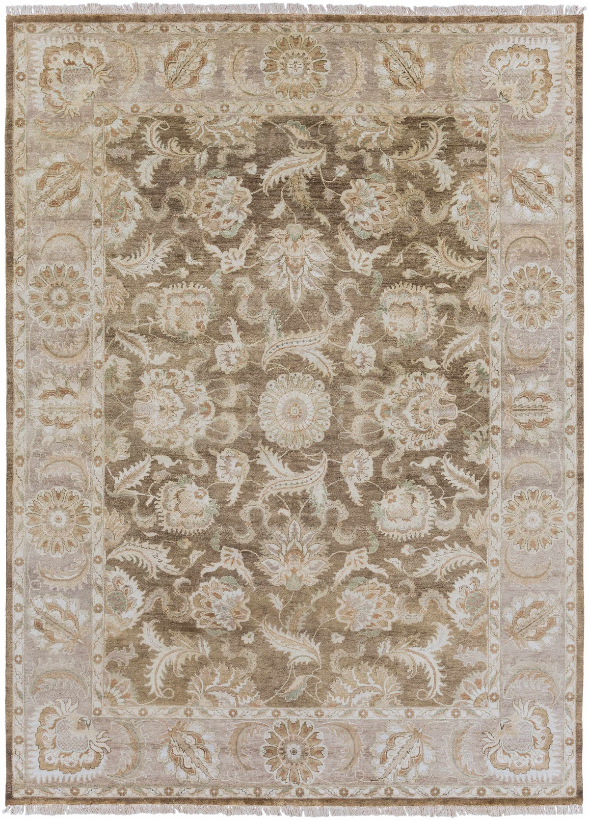 Gray Hand Knotted 100% NZ Wool Traditional Rectangle Handmade rug, Indoor use only, no fringe, non-washable.