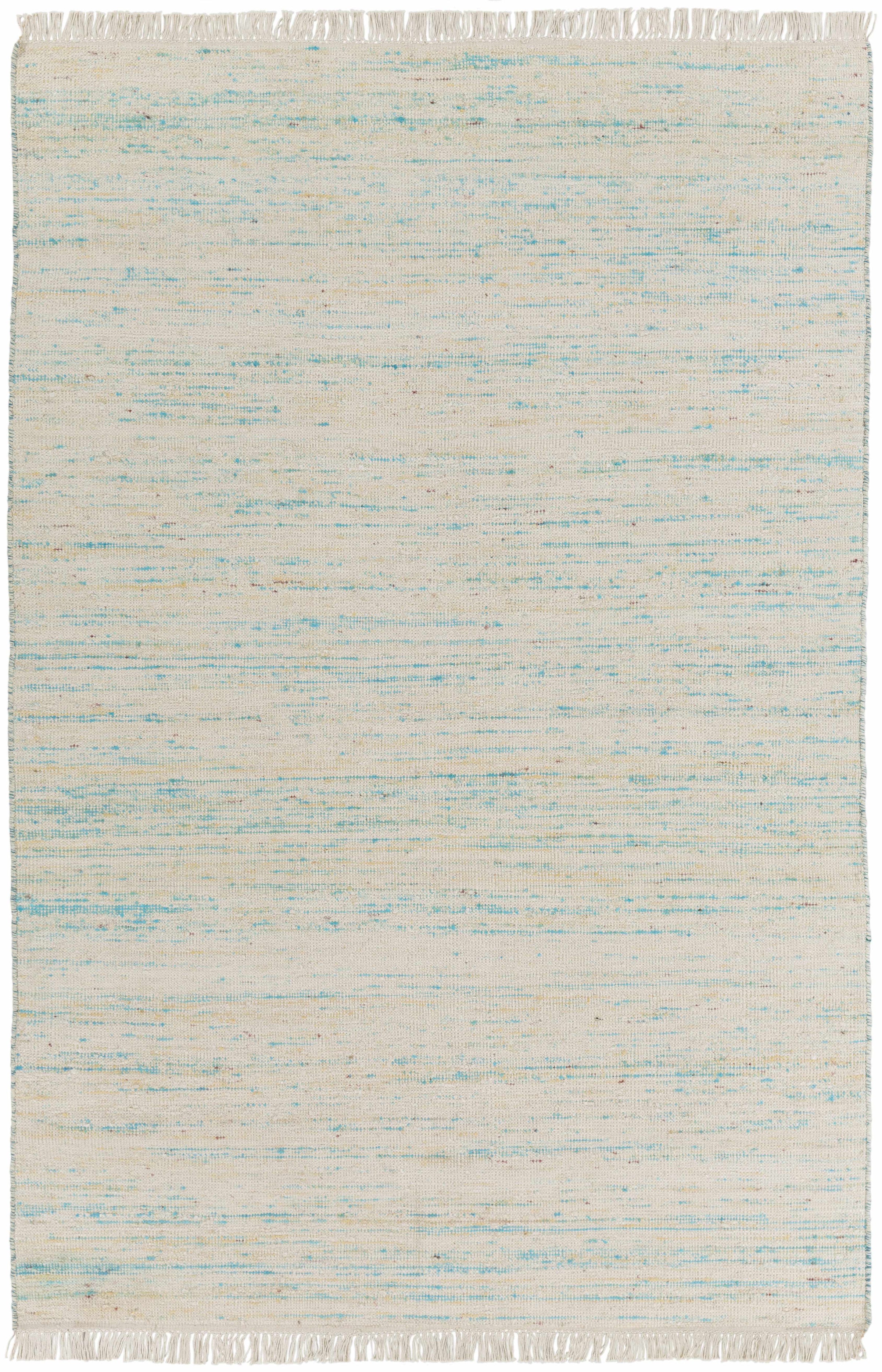 Aqua Hand Woven 60% Viscose, 40% Wool Modern Rectangle Handmade rug, Indoor use only, has fringe, non-washable.