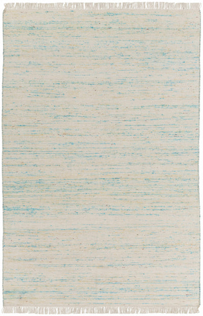 Aqua Hand Woven 60% Viscose, 40% Wool Modern Rectangle Handmade rug, Indoor use only, has fringe, non-washable.