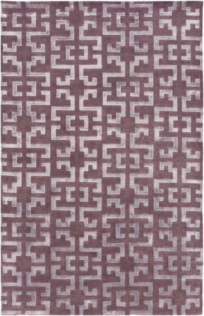Plum Hand Knotted 70% Wool, 30% Viscose Modern Rectangle Handmade rug, Indoor use only, no fringe, non-washable.