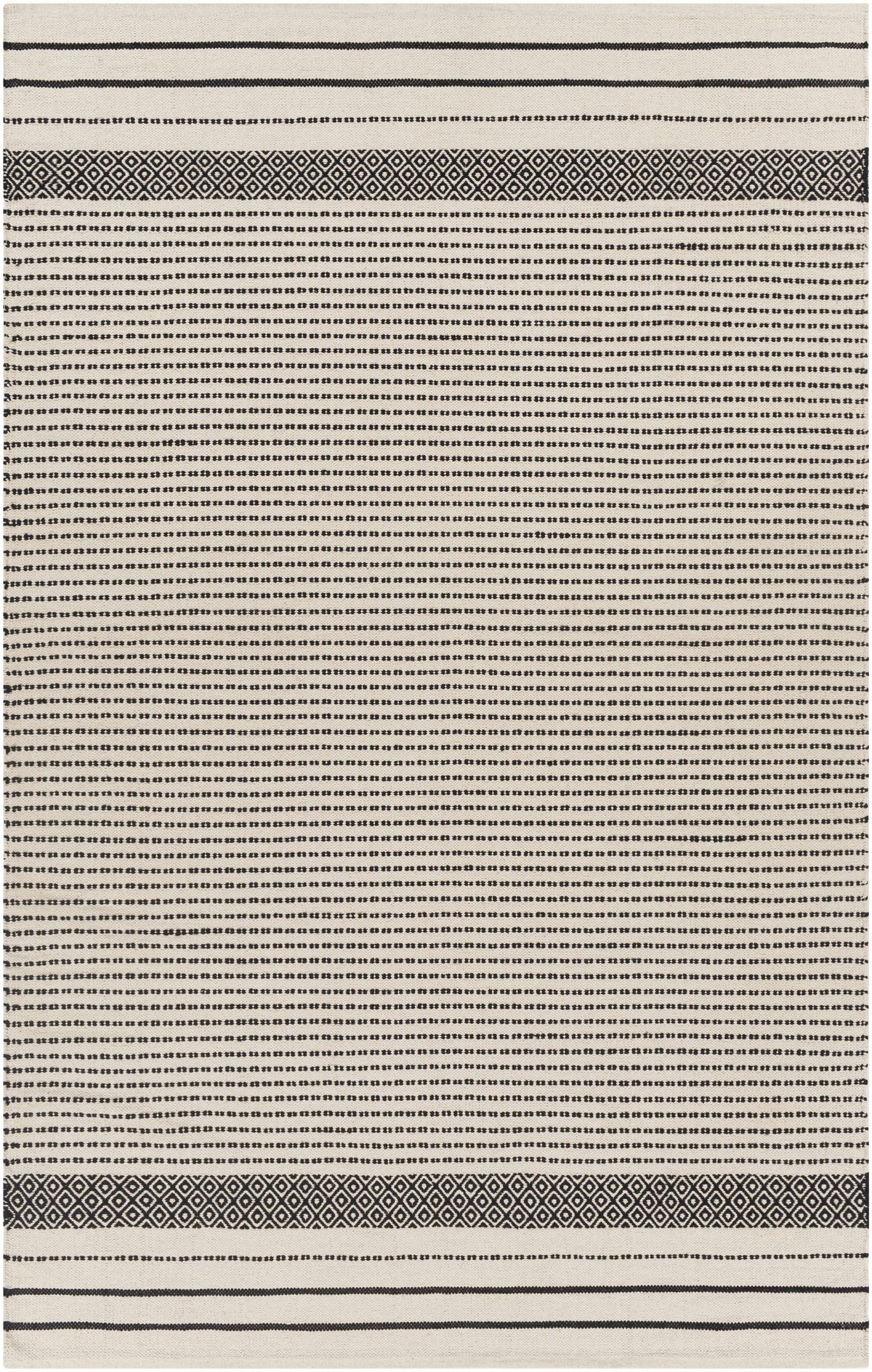 Black Hand Woven 100% Cotton Rustic Rectangle Handmade rug, Indoor use only, no fringe, non-washable. runner also available
