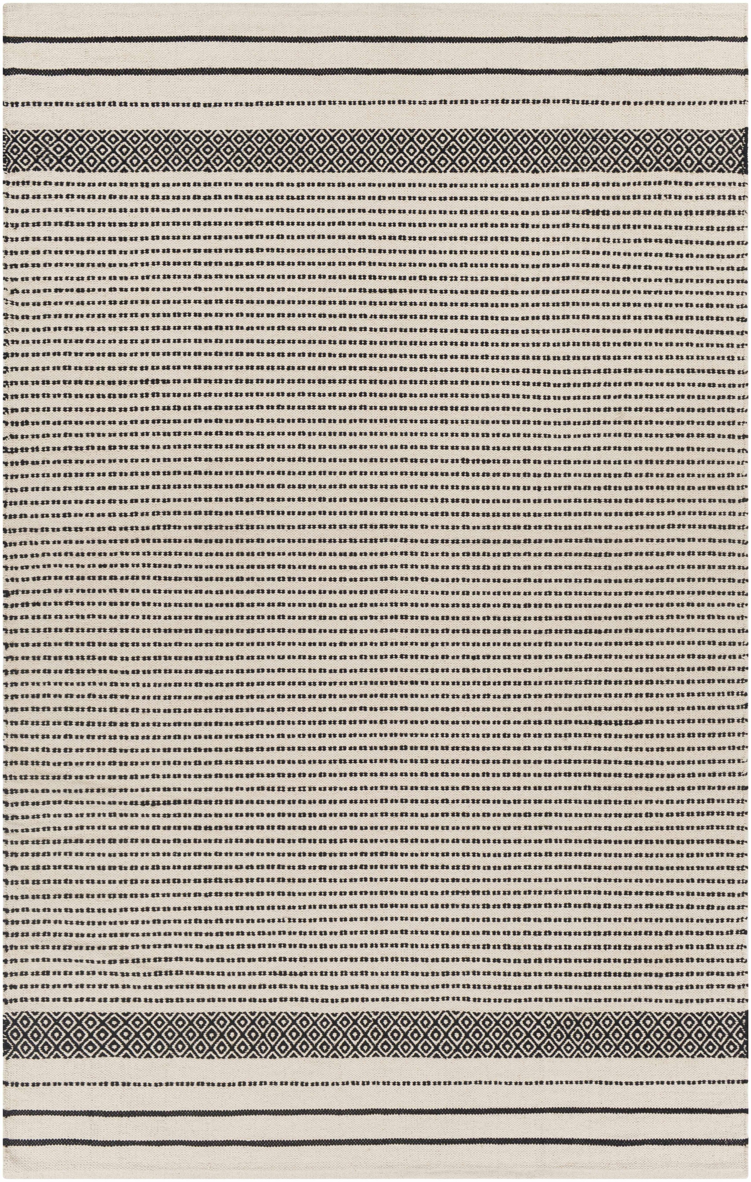 Black Hand Woven 100% Cotton Rustic Rectangle Handmade rug, Indoor use only, no fringe, non-washable. runner also available
