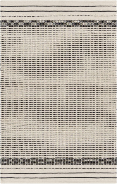 Black Hand Woven 100% Cotton Rustic Rectangle Handmade rug, Indoor use only, no fringe, non-washable. runner also available