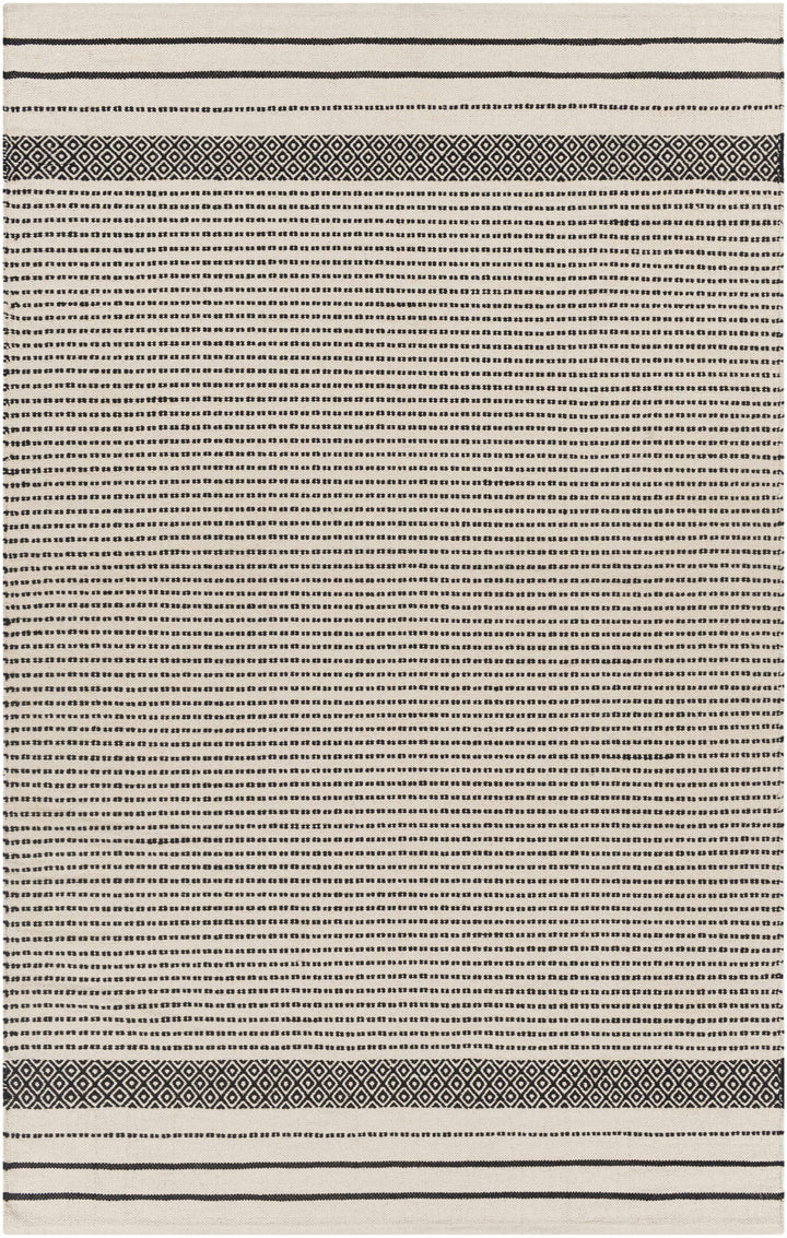 Black Hand Woven 100% Cotton Rustic Rectangle Handmade rug, Indoor use only, no fringe, non-washable. runner also available