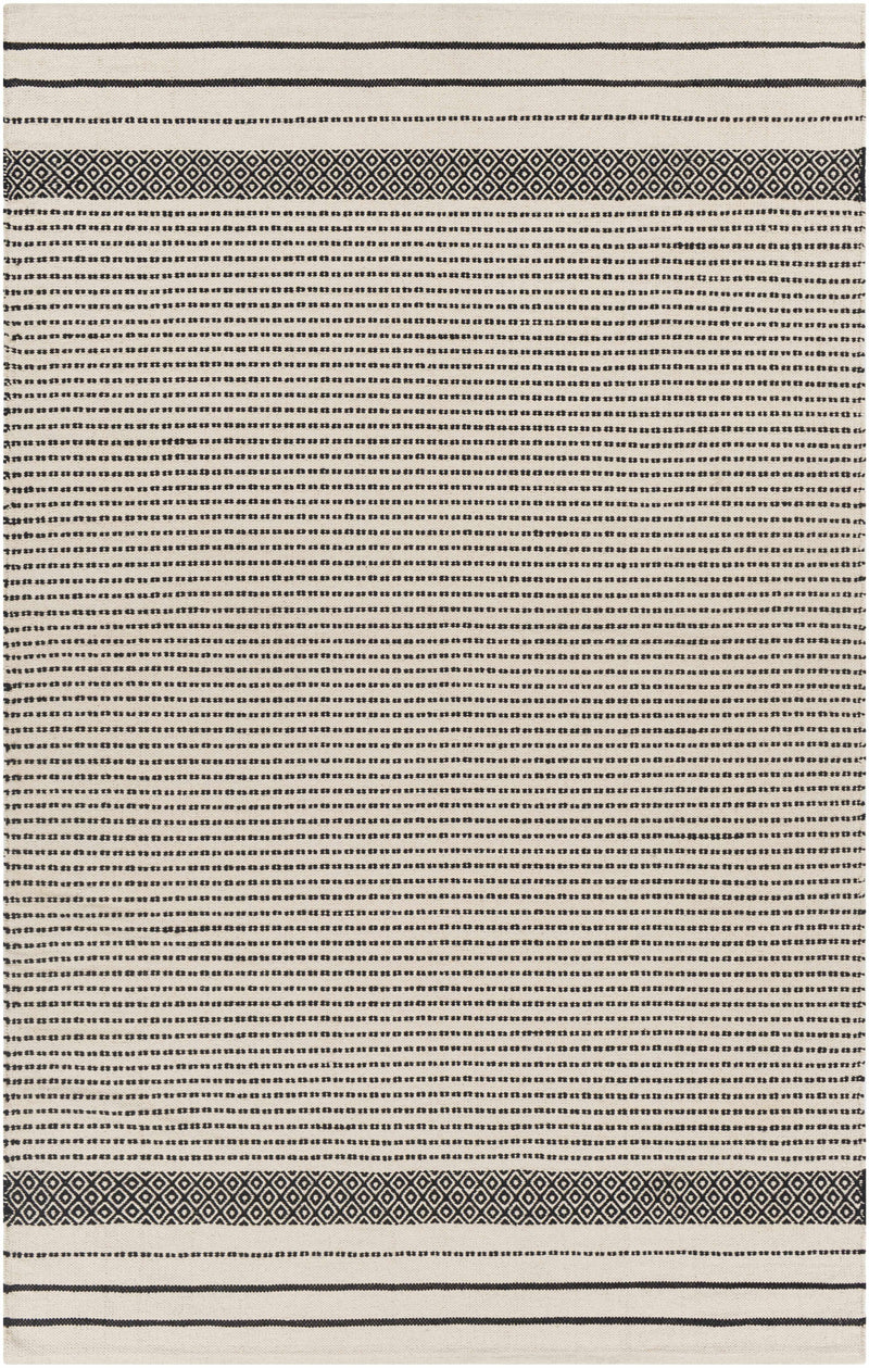 Black Hand Woven 100% Cotton Rustic Rectangle Handmade rug, Indoor use only, no fringe, non-washable. runner also available