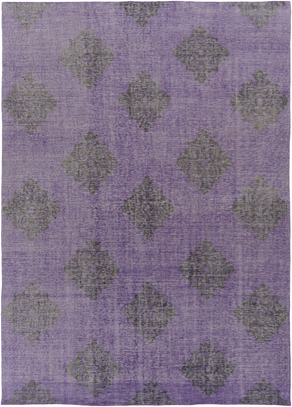Medium Purple Hand Knotted 100% Wool Modern Rectangle Handmade rug, Indoor use only, no fringe, non-washable.
