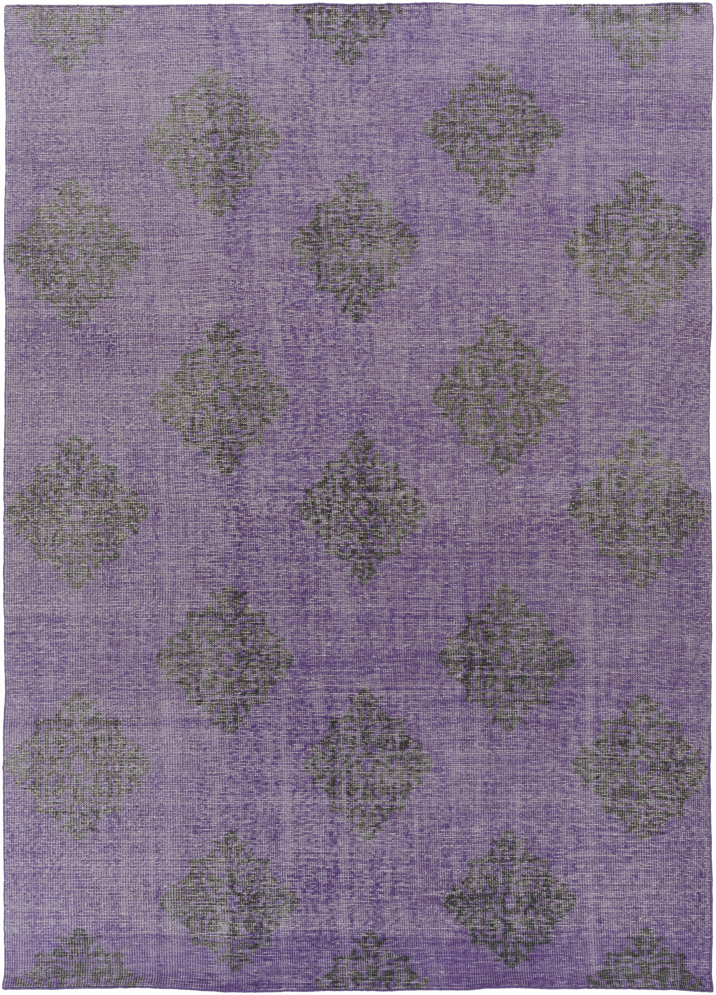 Medium Purple Hand Knotted 100% Wool Modern Rectangle Handmade rug, Indoor use only, no fringe, non-washable.