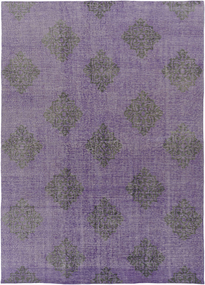 Medium Purple Hand Knotted 100% Wool Modern Rectangle Handmade rug, Indoor use only, no fringe, non-washable.