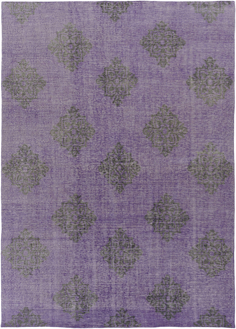 Medium Purple Hand Knotted 100% Wool Modern Rectangle Handmade rug, Indoor use only, no fringe, non-washable.
