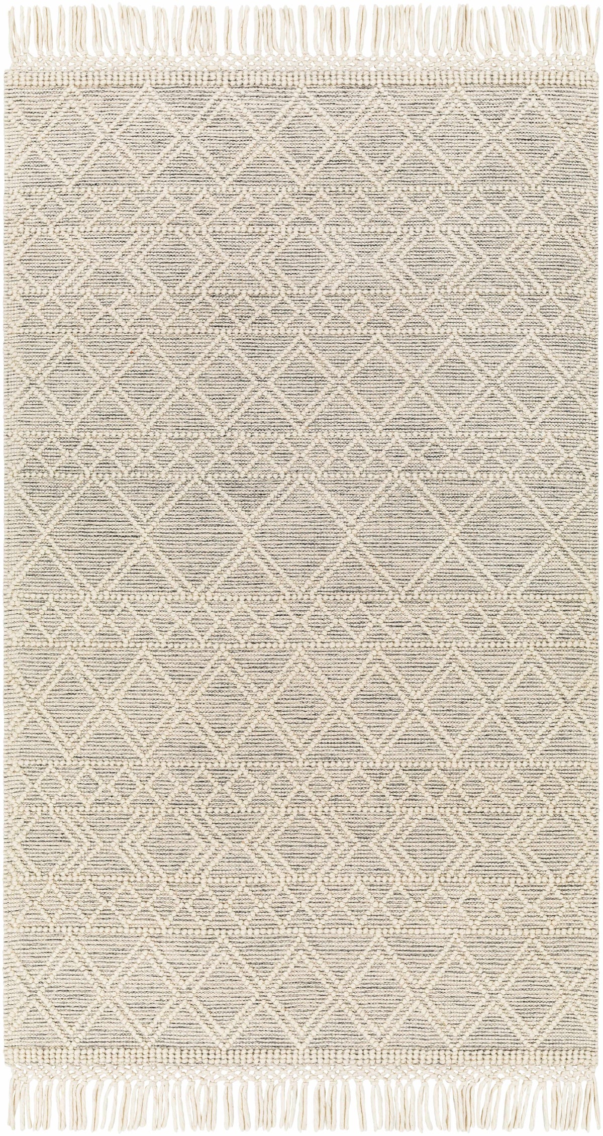 Ivory Hand Woven 60% Wool, 40% Polyester Global Rectangle Handmade rug, Indoor use only, has fringe, non-washable. round, runner also available