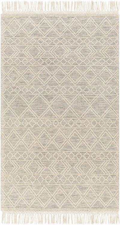 Ivory Hand Woven 60% Wool, 40% Polyester Global Rectangle Handmade rug, Indoor use only, has fringe, non-washable. round, runner also available