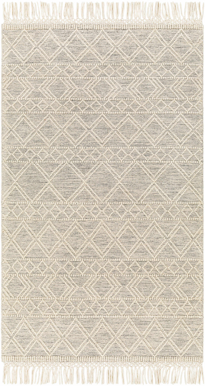 Ivory Hand Woven 60% Wool, 40% Polyester Global Rectangle Handmade rug, Indoor use only, has fringe, non-washable. round, runner also available