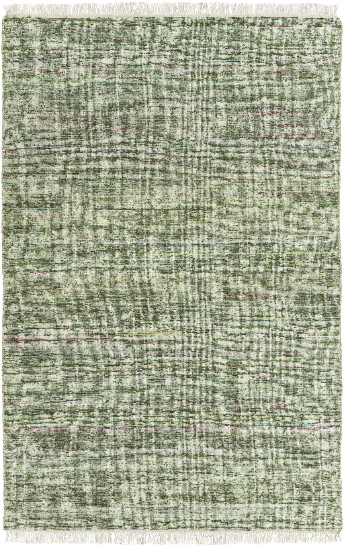 Grass Green Hand Woven 60% Viscose, 40% Wool Modern Rectangle Handmade rug, Indoor use only, has fringe, non-washable.