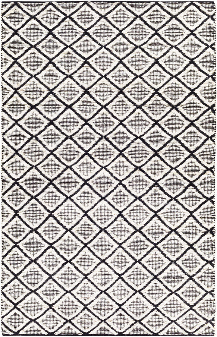 Black Hand Woven 80% Jute, 20% Cotton Global Rectangle Handmade rug, Indoor use only, no fringe, non-washable. runner also available