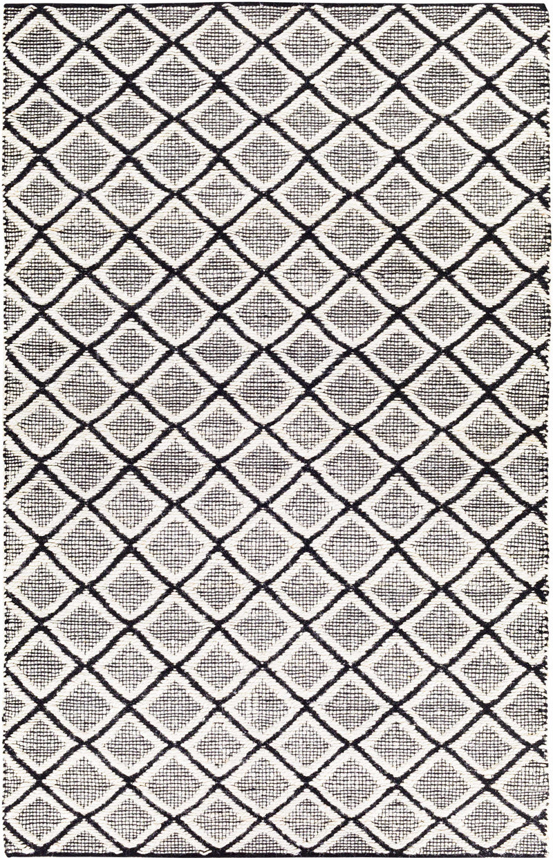 Black Hand Woven 80% Jute, 20% Cotton Global Rectangle Handmade rug, Indoor use only, no fringe, non-washable. runner also available