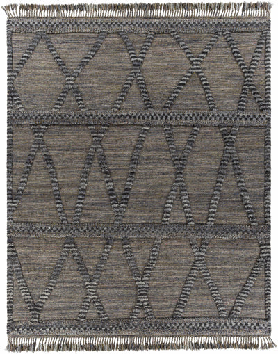 Black Hand Knotted 100% Wool Global Rectangle Handmade rug, Indoor use only, has fringe, non-washable. runner also available