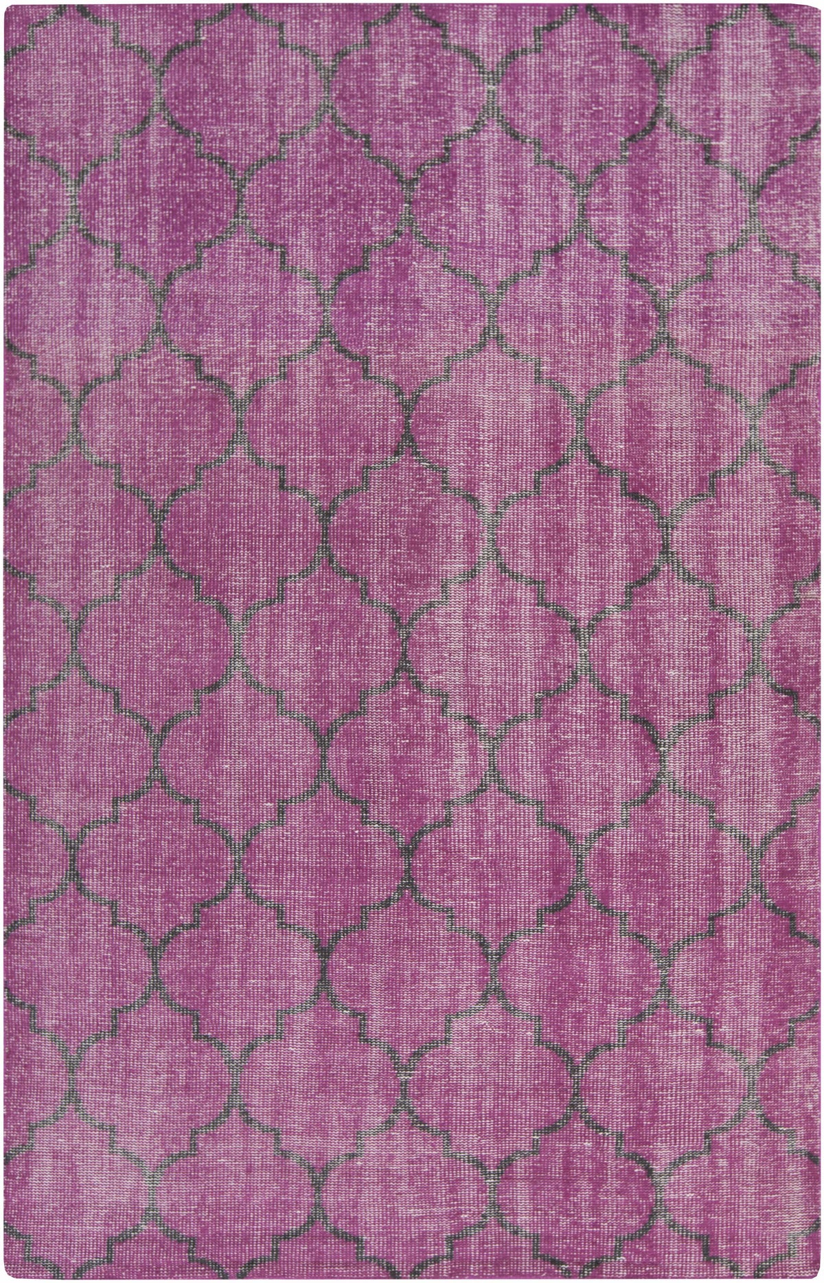 Fuchsia Hand Knotted 100% Wool Modern Rectangle Handmade rug, Indoor use only, no fringe, non-washable.