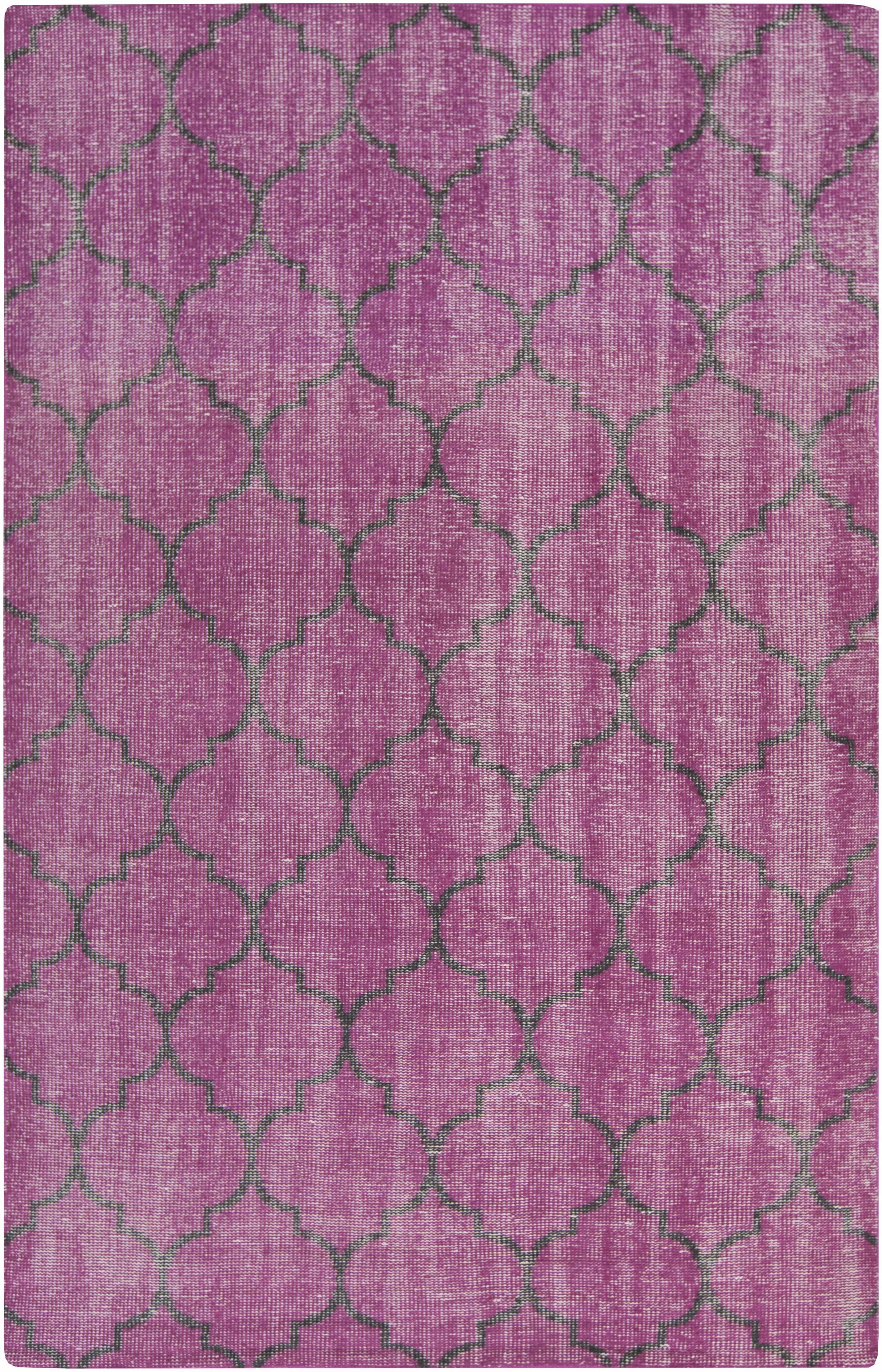 Fuchsia Hand Knotted 100% Wool Modern Rectangle Handmade rug, Indoor use only, no fringe, non-washable.